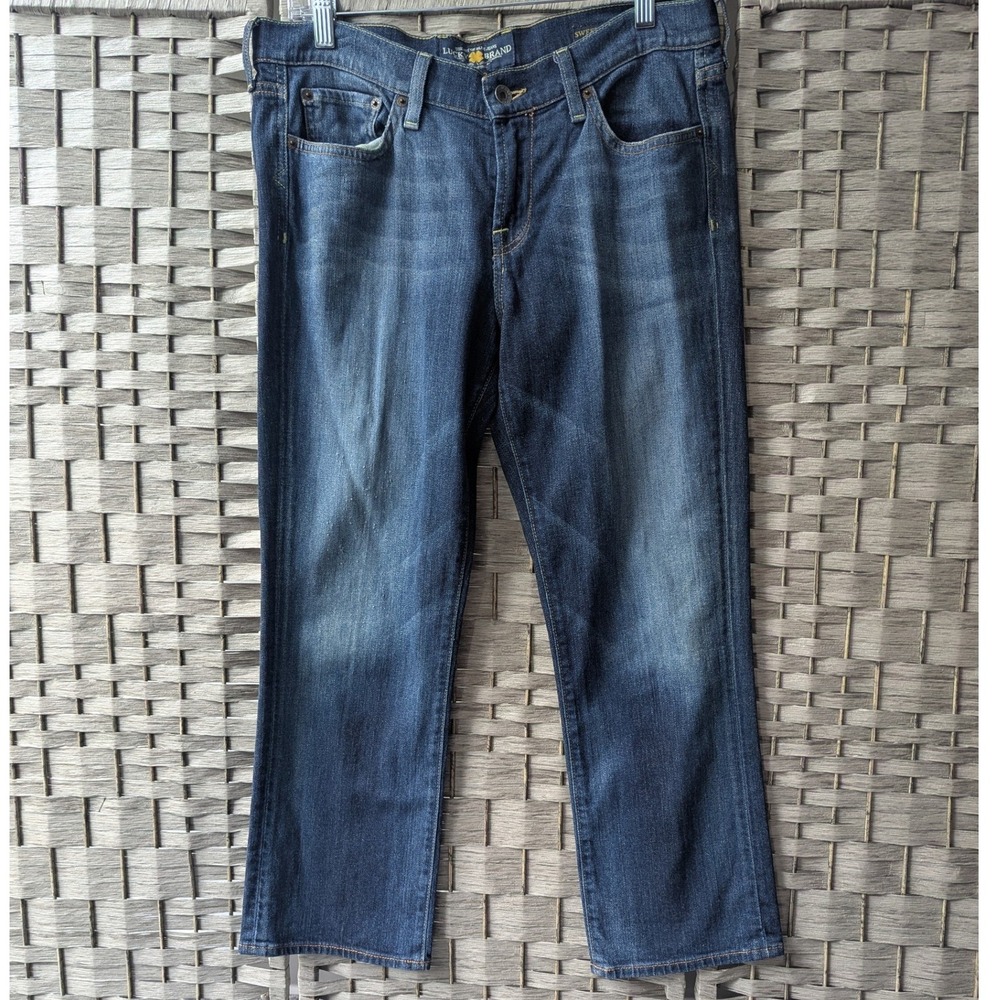 Lucky Brand Sweet N Straight Jeans Blue Dark Wash Denim Flap Pocket 10/30 *READ